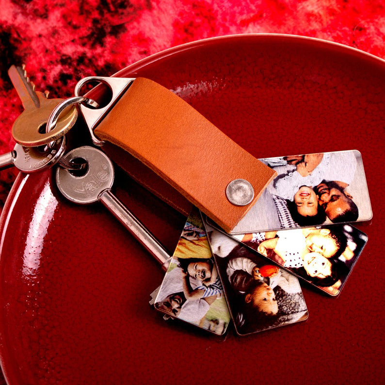 Personalised Photo Album Keychain Custom 2 Photos Leather Keychain for Lovers-Jessemade AU