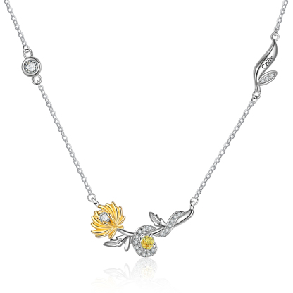 Personalised November Birthflower Necklace With Birthstone Best Gift For Her-Jessemade AU