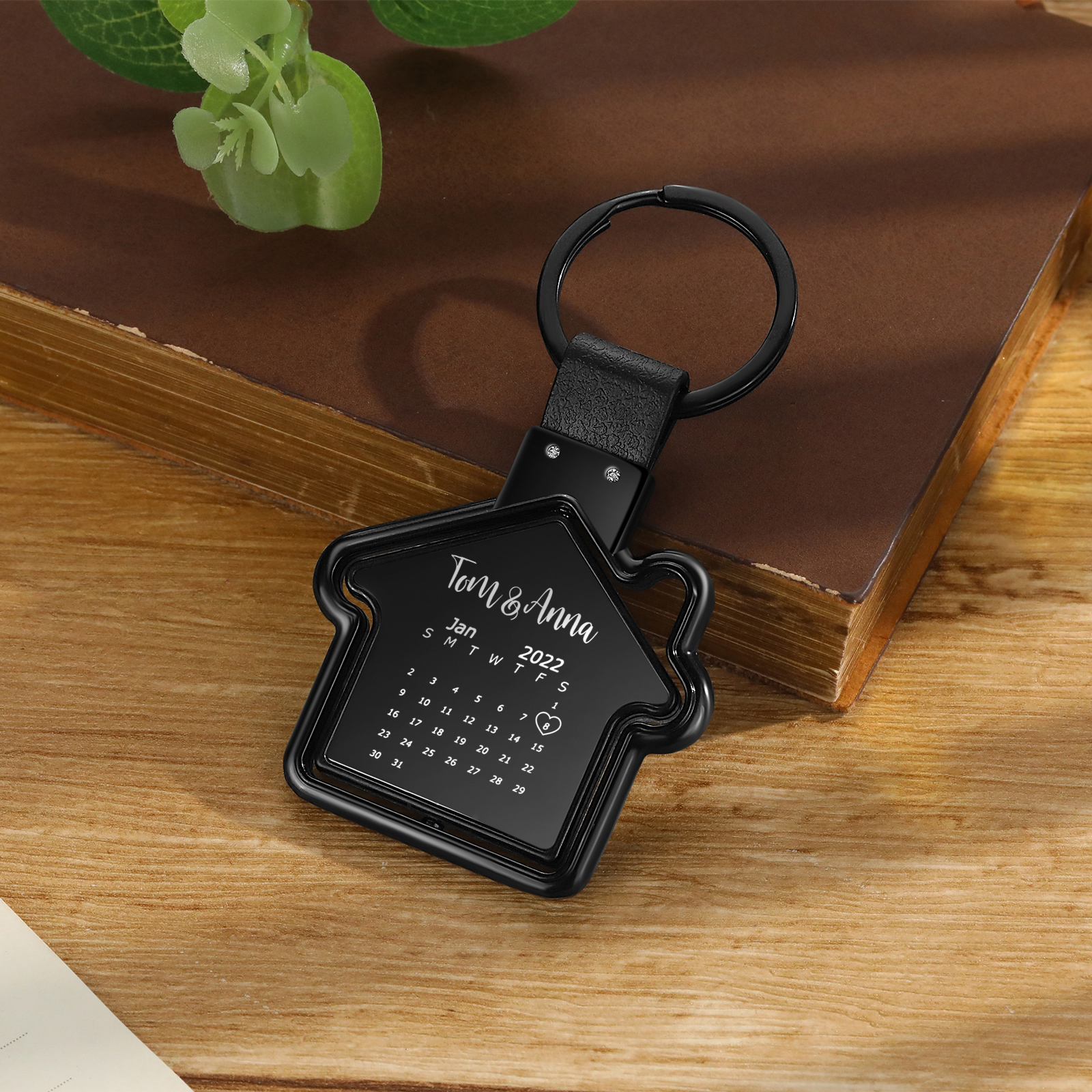 2 PCS Couple Keychain Set Custom 4 Names & 2 Dates Keyring Calendar Keychain Valentine's Day Special Gift for Him/Her-Jessemade AU