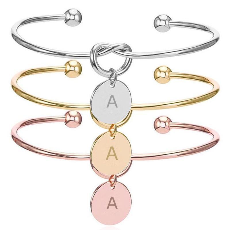 26 Letter Round Pendant Personalised Bracelet-Jessemade AU