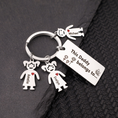 Personalised Family Keychain with 5 Kid Charms Engrave Names-Jessemade AU