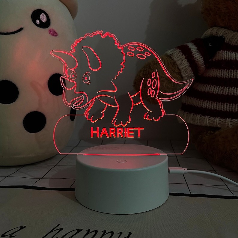 Personalised Rhino Home Decoration Lamp With Custom Name Night Light Kid's Bedroom Decor Children's LED Light-Jessemade AU