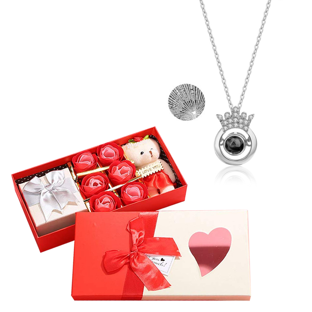 Personalised 100 Languages Projection Necklace Engraved  " I LOVE YOU" Heart Necklace Gifts For Her-Jessemade AU