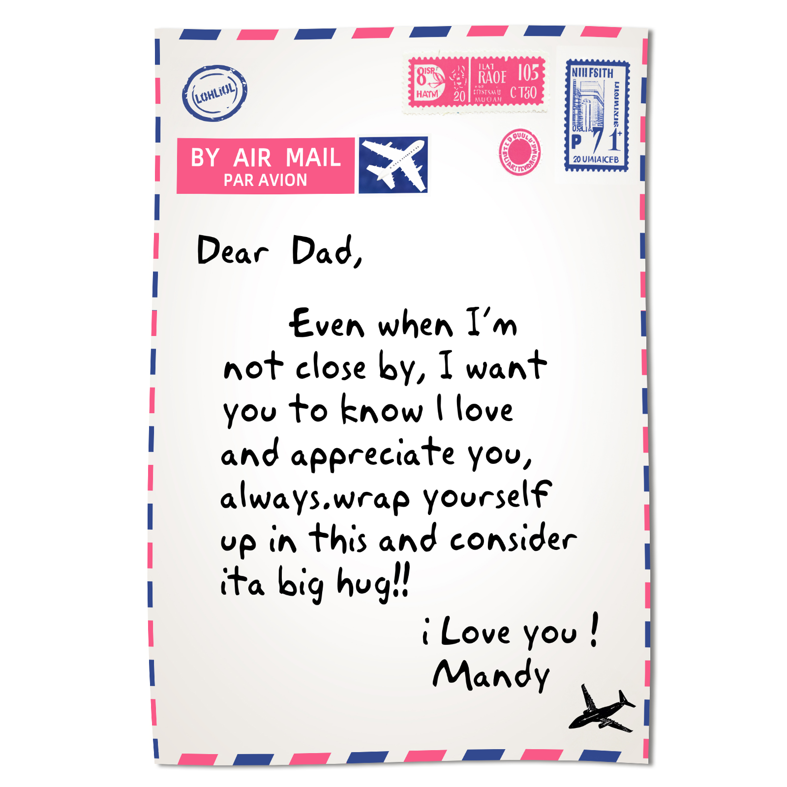 Fleece Blanket Postcard Custom 1 Name Father's Day Gift for Dad-Jessemade AU