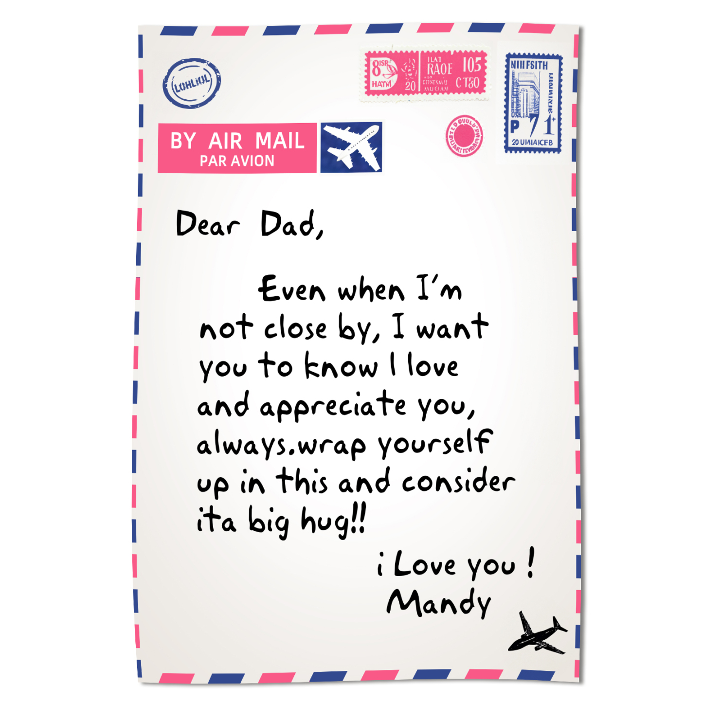 Fleece Blanket Postcard Custom 1 Name Father's Day Gift for Dad-Jessemade AU