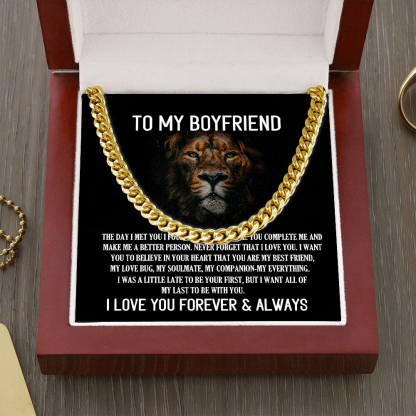To My Boyfriend Cuban Link Chain Necklace Promise Necklace Gift Set - I Love You Forever & Always-Jessemade AU