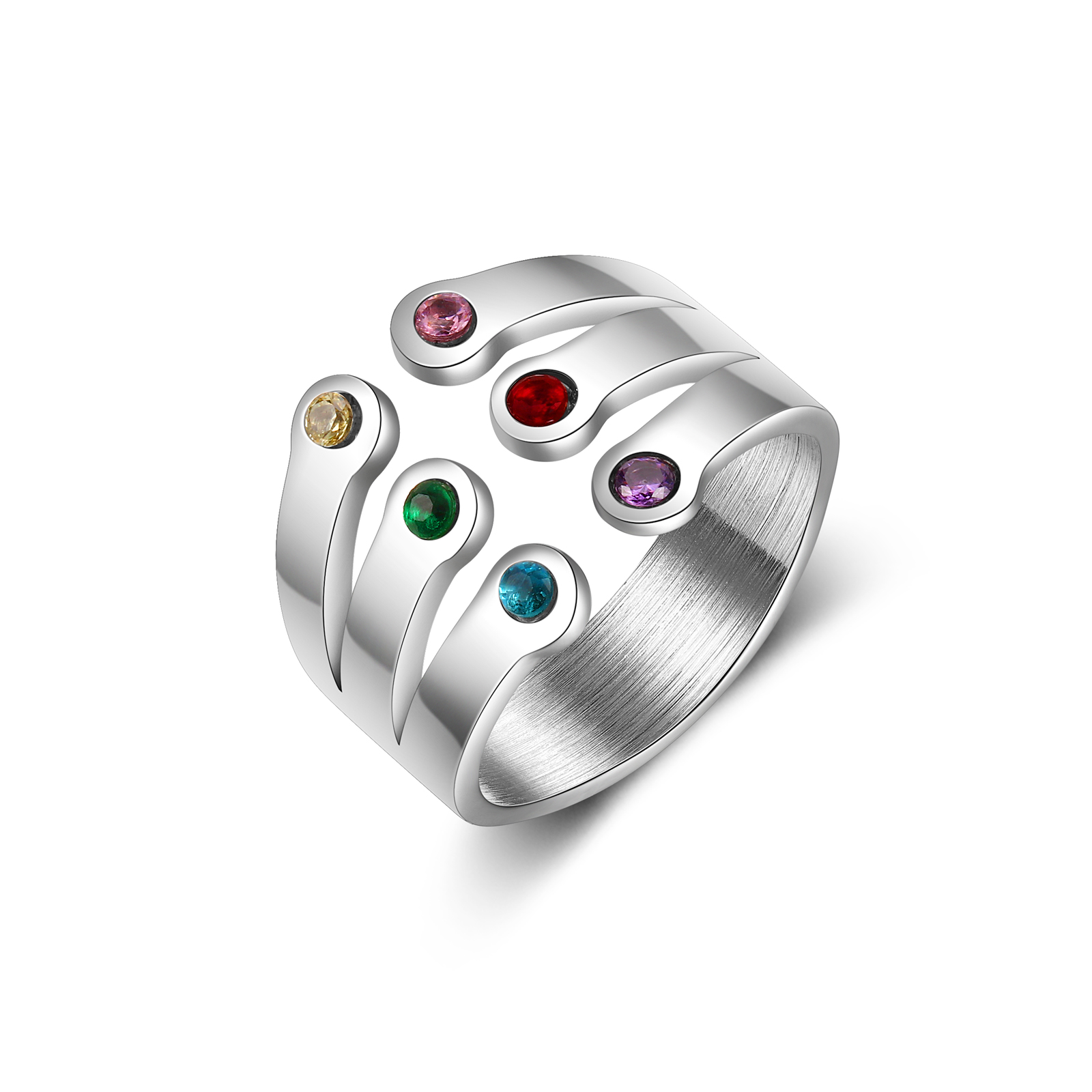 Personalised Family Name Ring With 6 Birthstones Ring Gifts for Her-Jessemade AU