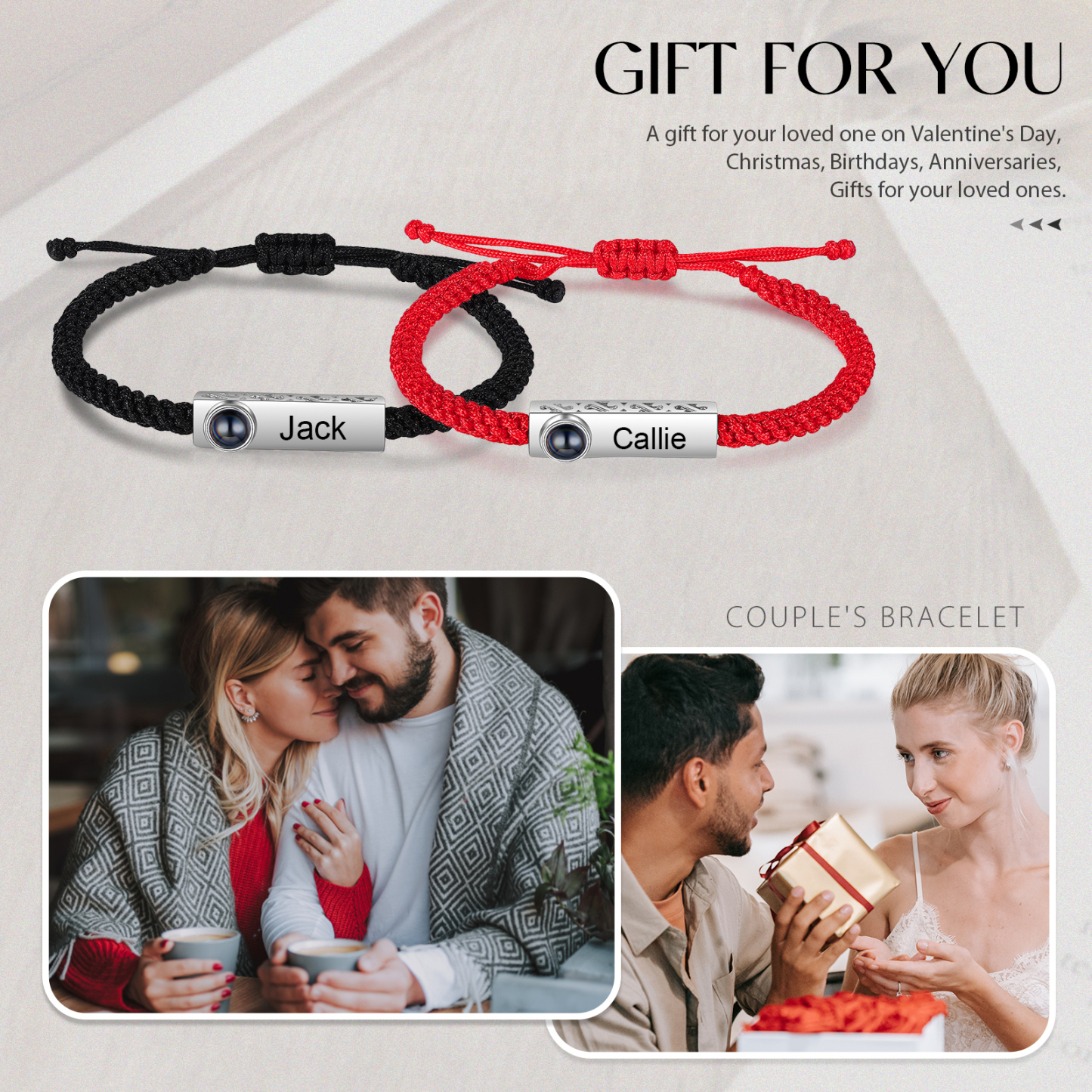 Personalised Projection Bracelet Custom Photo Couple Bracelet Creative Gift for Her-Jessemade AU