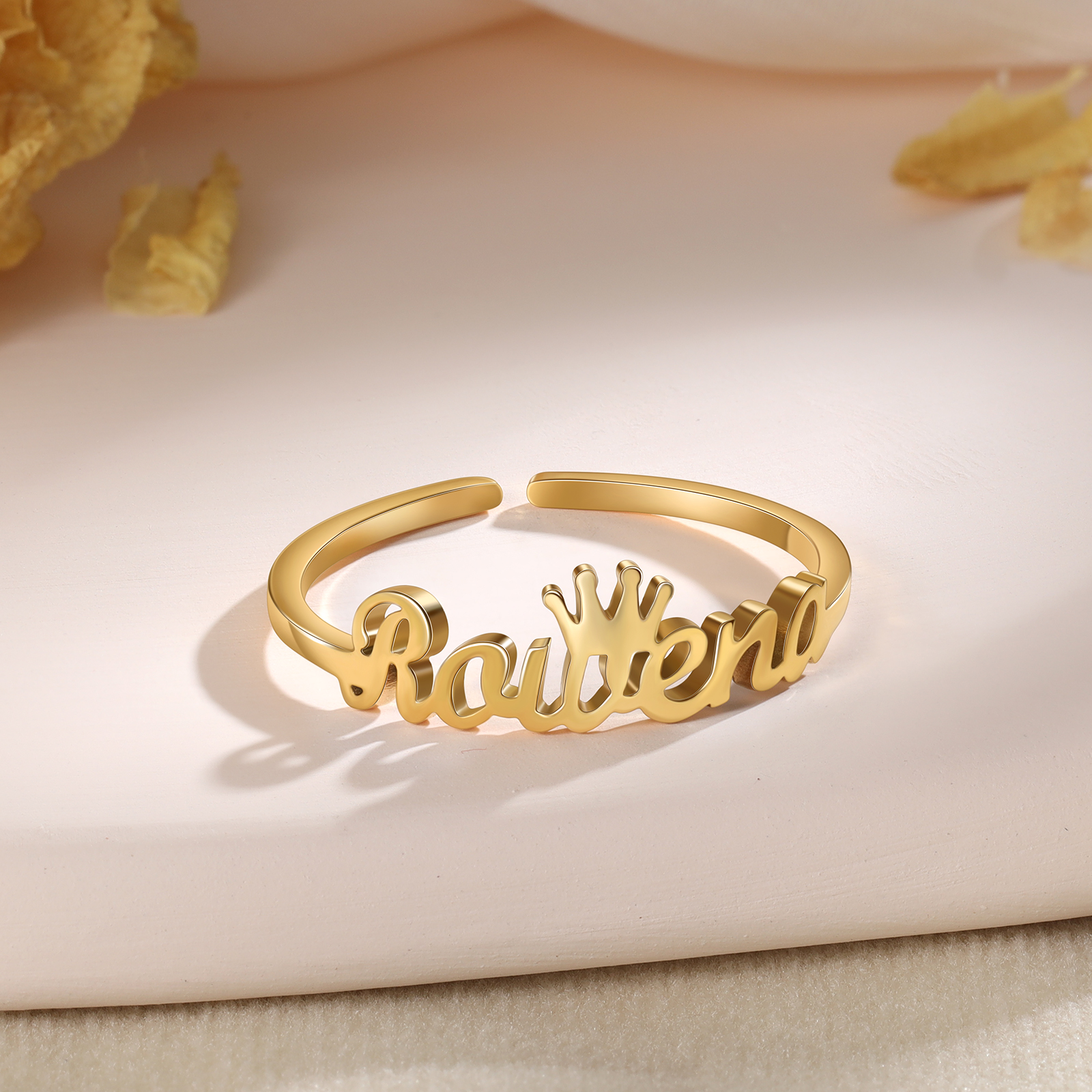 Crown Name Ring Personlized One Name Adjustable Rings-Jessemade AU