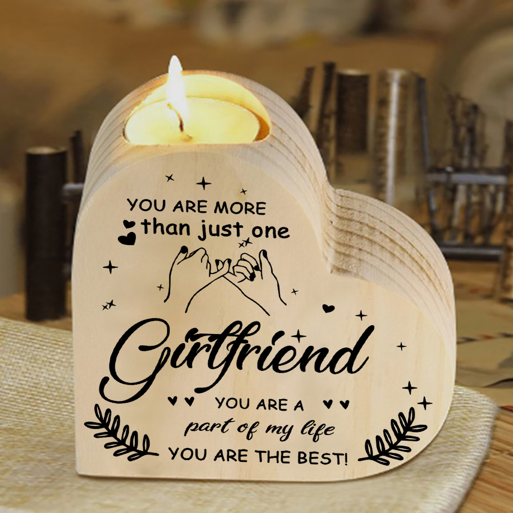 To My Girlfriend Heart Candle Holder Wooden Pinky Swear Candlesticks - You Are More Than Just One Girlfriend-Jessemade AU