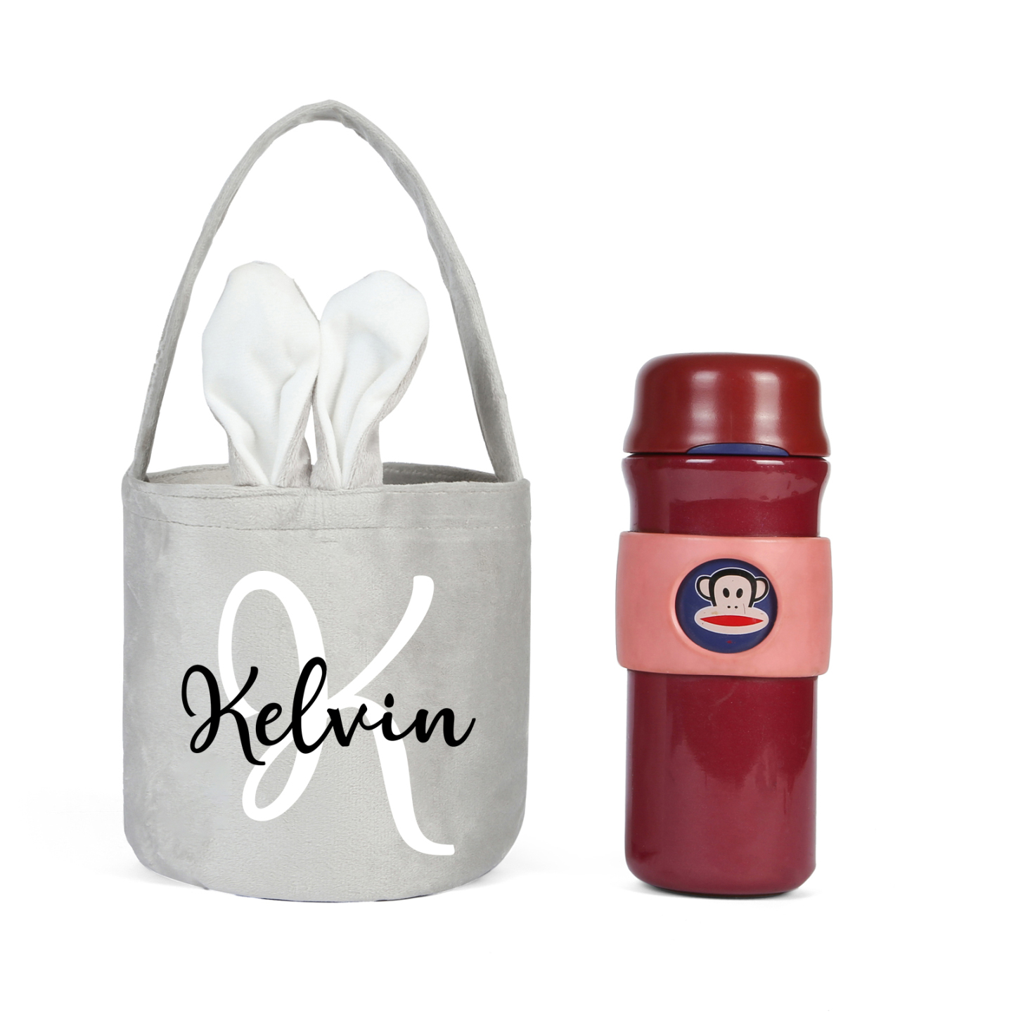 Personalised Bunny Tote Bag Customised with Name & Letter Bucket Bag Bunny Basket Easter Gifts-Jessemade AU