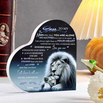 To My Son Acrylic Heart Keepsake Dad to Son Heart Ornament - You Will Always Be My Little Boy-Jessemade AU