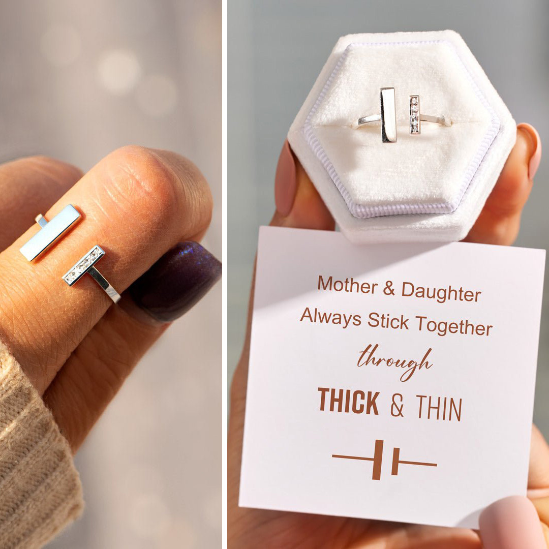 Mother & Daughter, Always stick together, Ring With Card, Gifts For Her-Jessemade AU