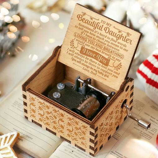 To My Daughter-Exquisite Wooden Music Box From Dad To Daughter-Jessemade AU