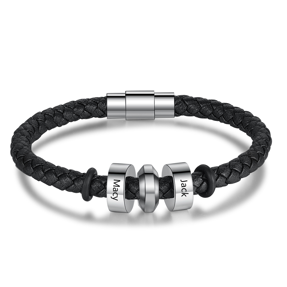 Personalised 2 Beads Men's Bracelet For Him-Jessemade AU