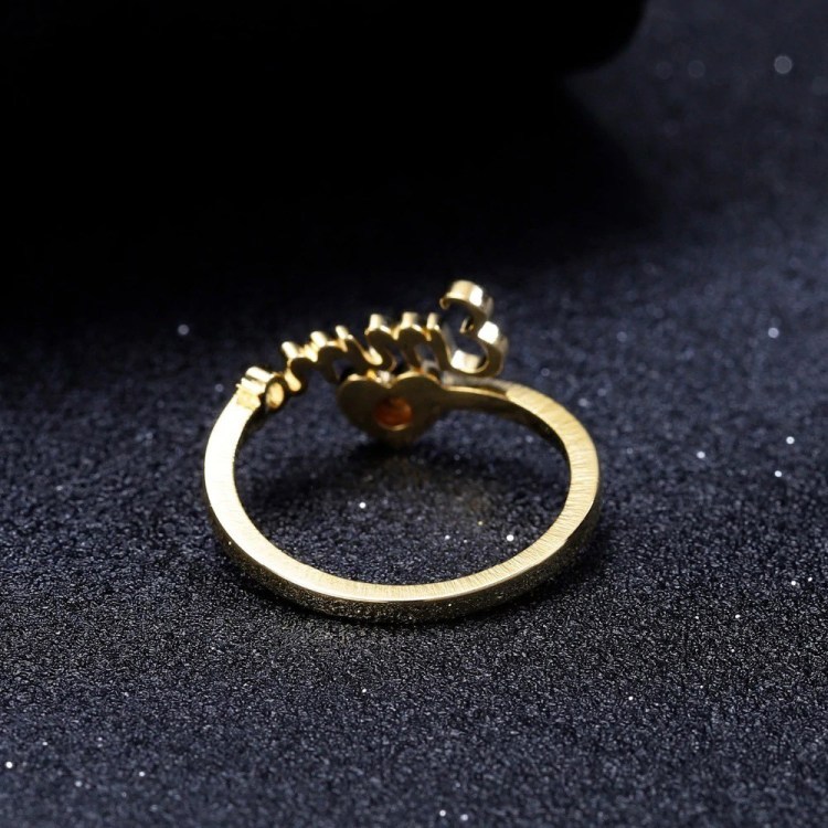 Personalised Heart Ring With Birthstone Custom 1 Name Ring Gifts For Her-Jessemade AU
