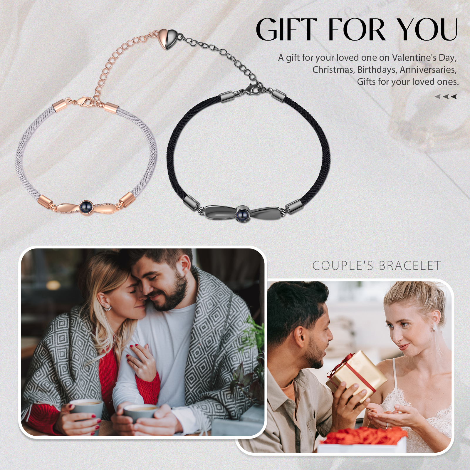 Personalised Magnetic Projection Bracelet Custom Photo Couple Bracelet Creative Gift for Her-Jessemade AU