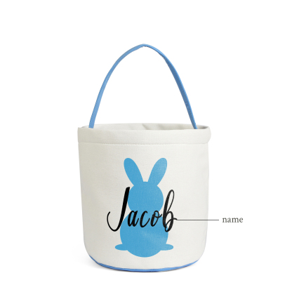 Easter Bunny Tote Bag Personalised Name Bucket Bag White Basket Gifts For Kids-Jessemade AU