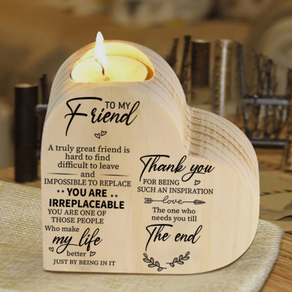 To My Friend Wooden Heart Candle Holder "Thank you for being such an inspiration"-Jessemade AU