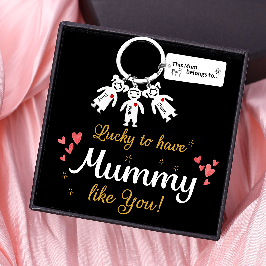 3 Names - Personalised Keychain with Kid Charms Engraved Names Keychain Mother's Day Gift for Mum/Nan-Jessemade AU
