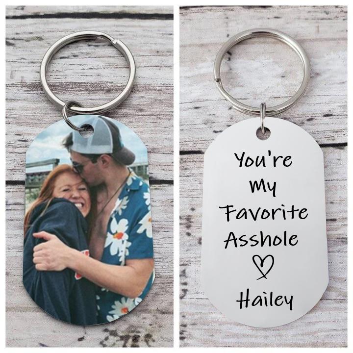 Personalised Photo Keychain Custom 1 Name Keychain - You're My Favourite Asshole - Valentine's Day Gifts for Him-Jessemade AU