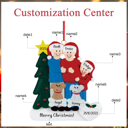 5 Names - Personalised Wooden Christmas Ornaments with Pet Names Customised Text & Date Xmas Decor Gifts for Family Friends-Jessemade AU