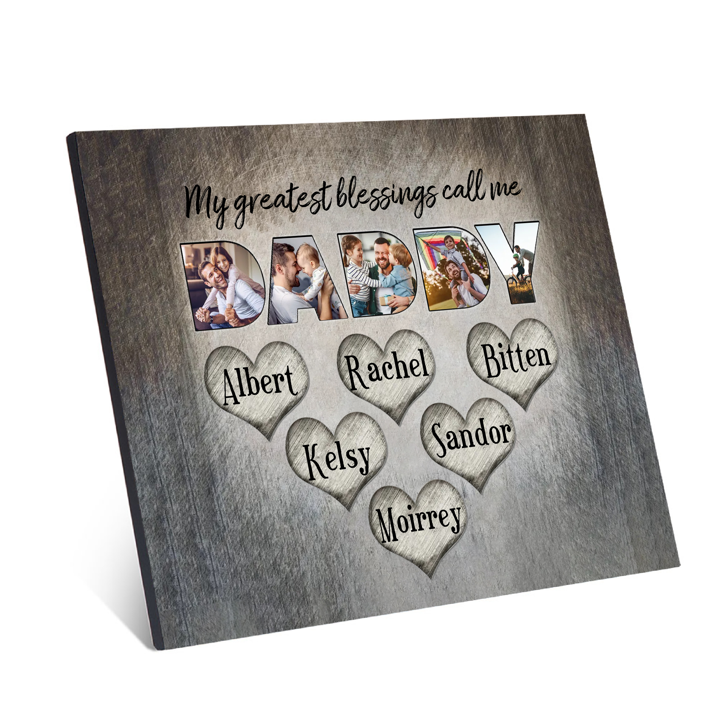 My Greatest Blessing Call Me Daddy Personalised Photo Frame Wood Signs Engrave 6 Names-Jessemade AU