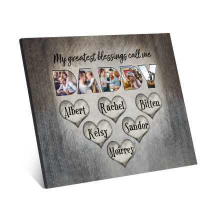 My Greatest Blessing Call Me Daddy Personalised Photo Frame Wood Signs Engrave 6 Names-Jessemade AU