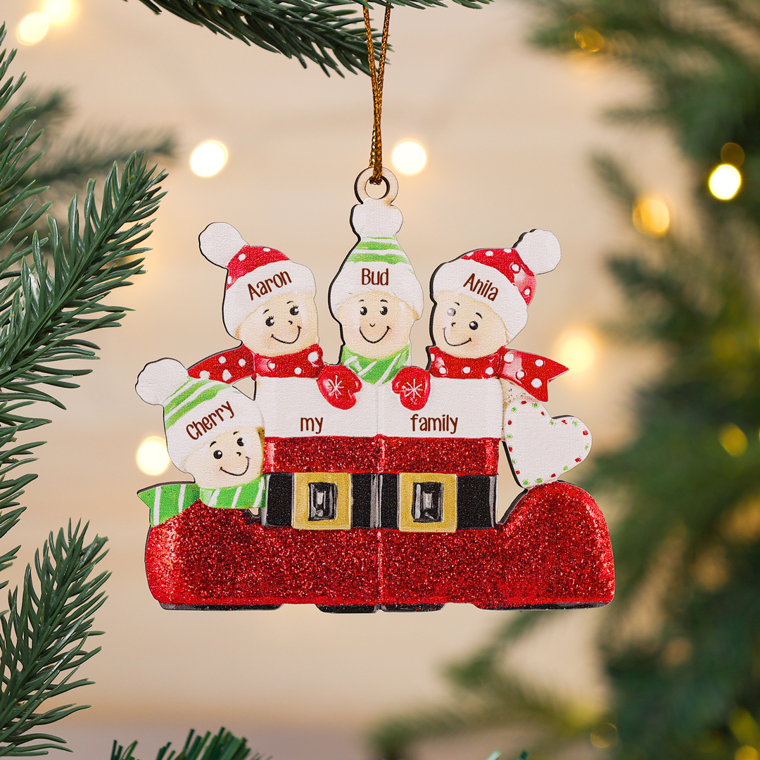 5 Names - Custom Text & Name Xmas Pendant Personalised Wooden Christmas Ornaments Gifts for Family-Jessemade AU