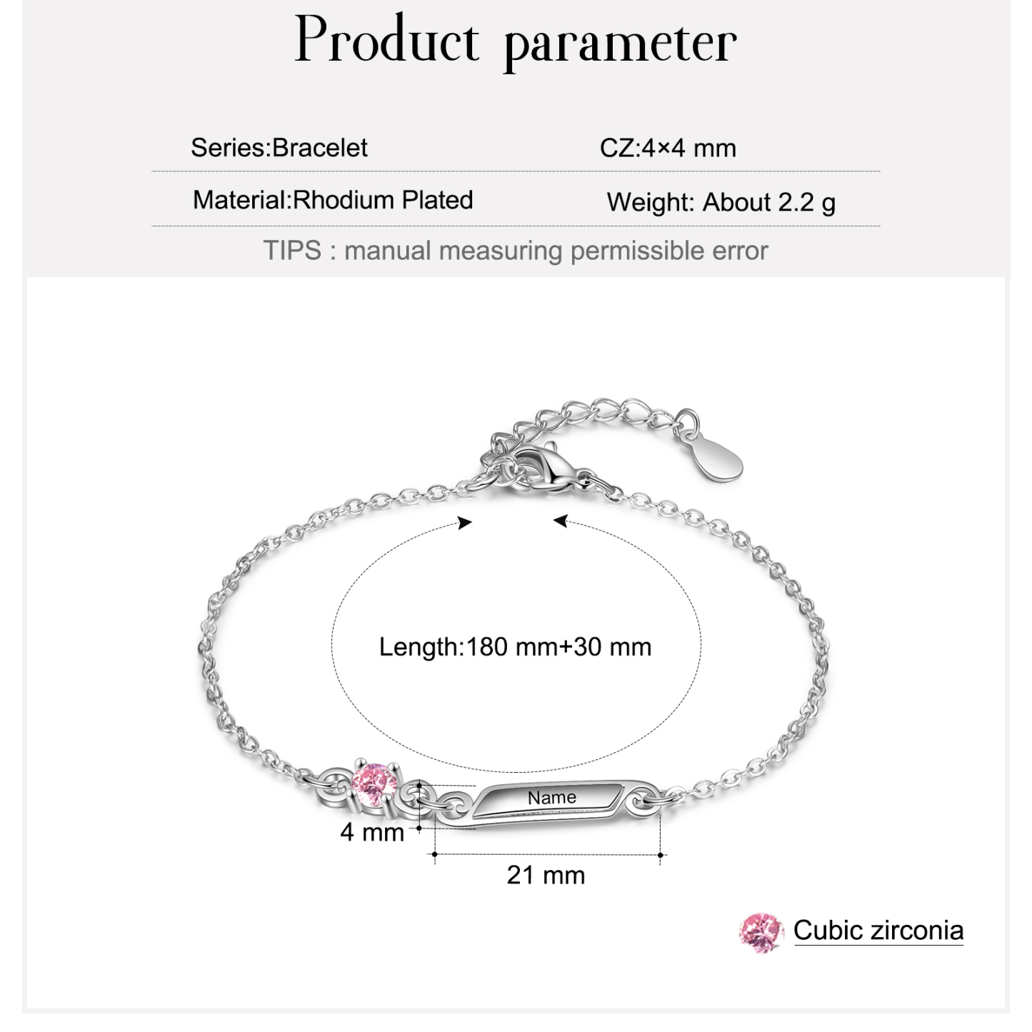 Personalised Family Name Bracelet With 1 Birthstones Engraved Names Gift For Her-Jessemade AU