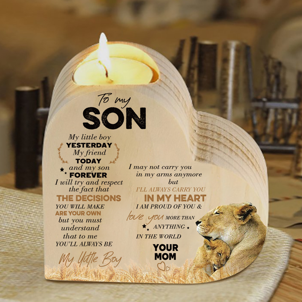 To My Son Wooden Heart Candle Holder "I will always be there " Gifts For Son-Jessemade AU