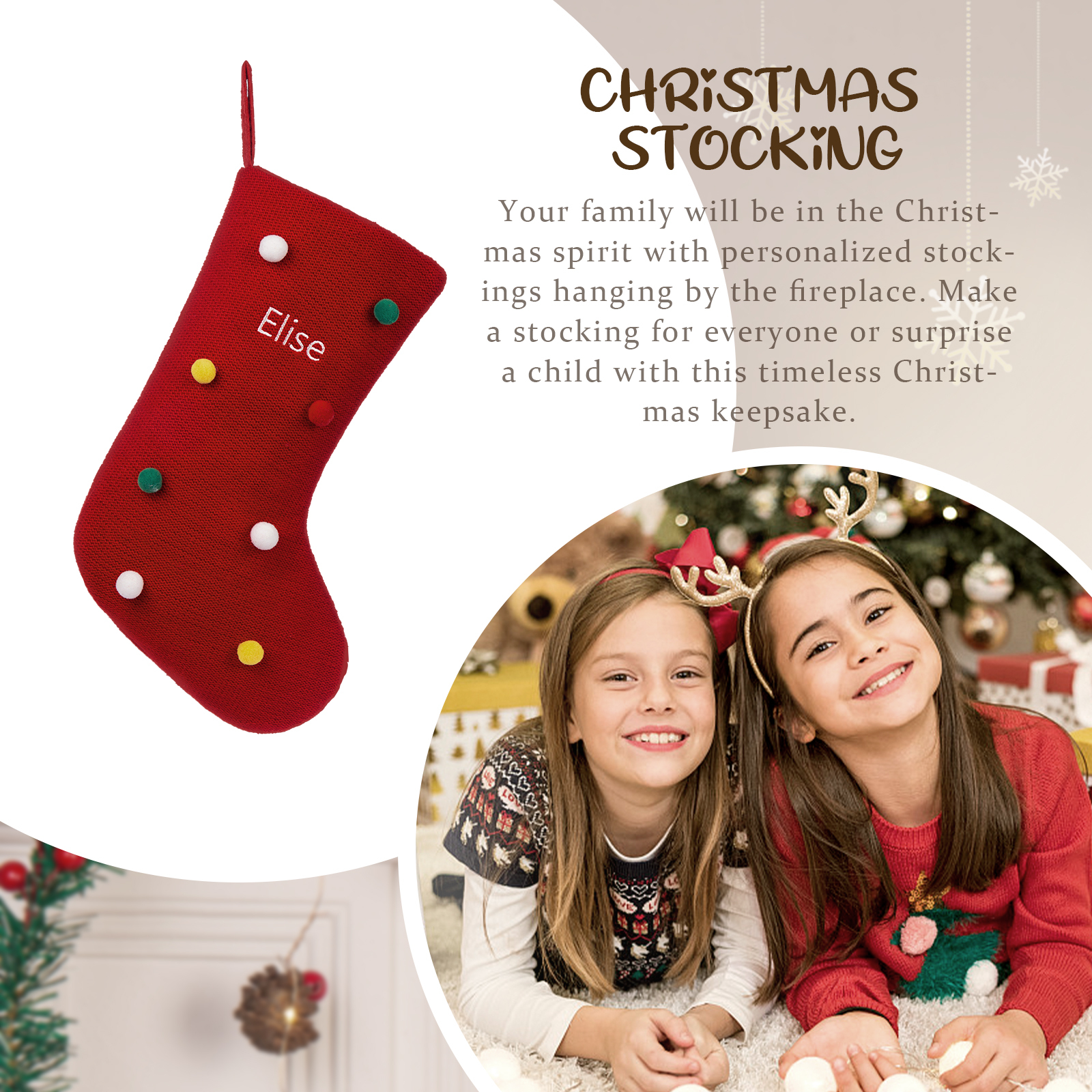 Customised 1 Name Christmas Stocking Ornament Fireplace Decorations Personalised Christmas Gift for Family Friends-Jessemade AU