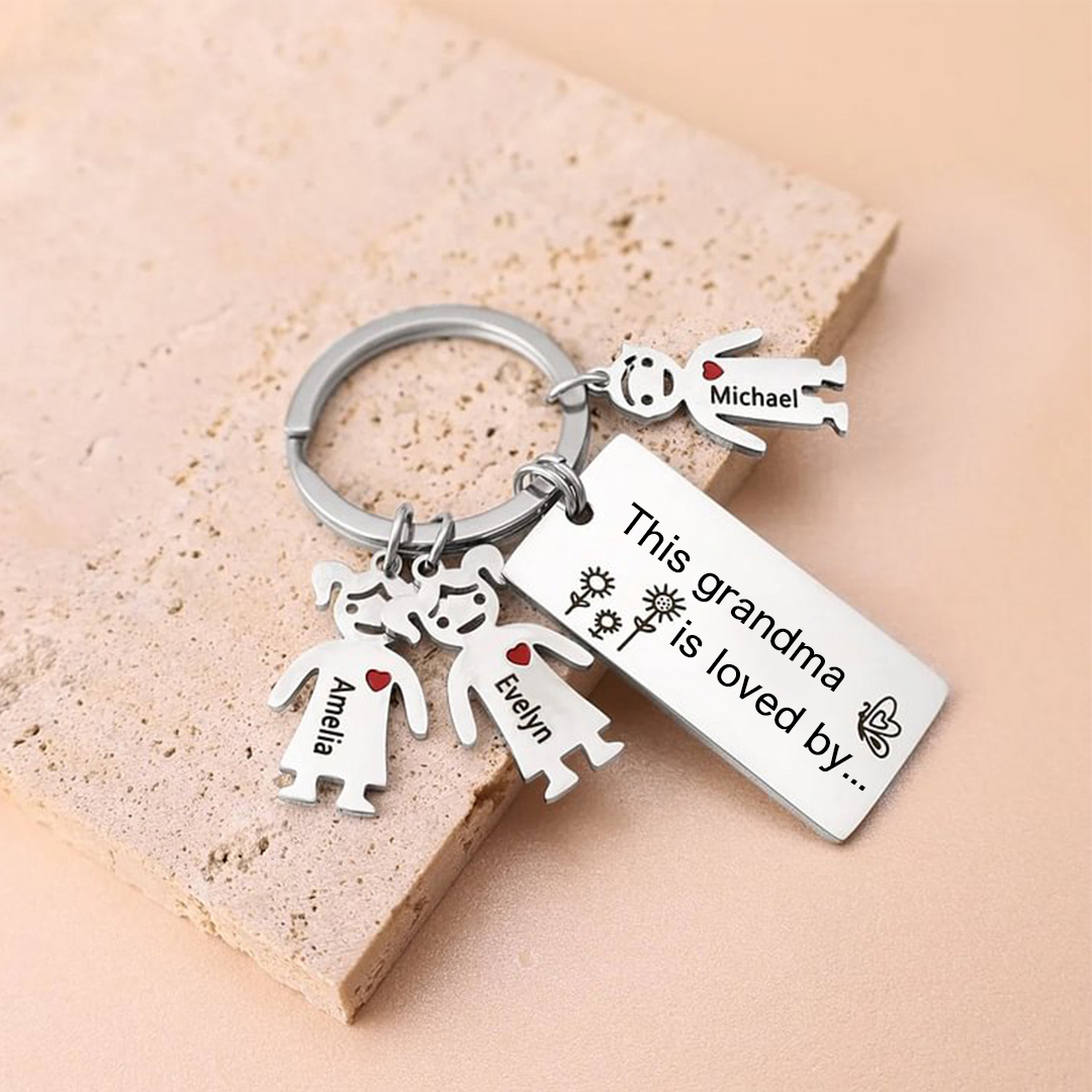 Custom 4 Names Personalised Family Keychain Gift for Grandma-Jessemade AU