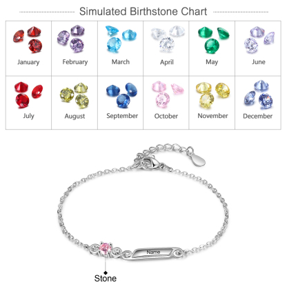 Personalised Family Name Bracelet With 1 Birthstones Engraved Names Gift For Her-Jessemade AU