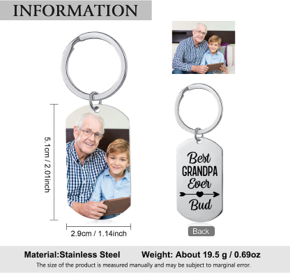 Personalised Photo and Name Keychain for Grandpa "Best Grandpa Ever" Grandparents' Day Gift-Jessemade AU