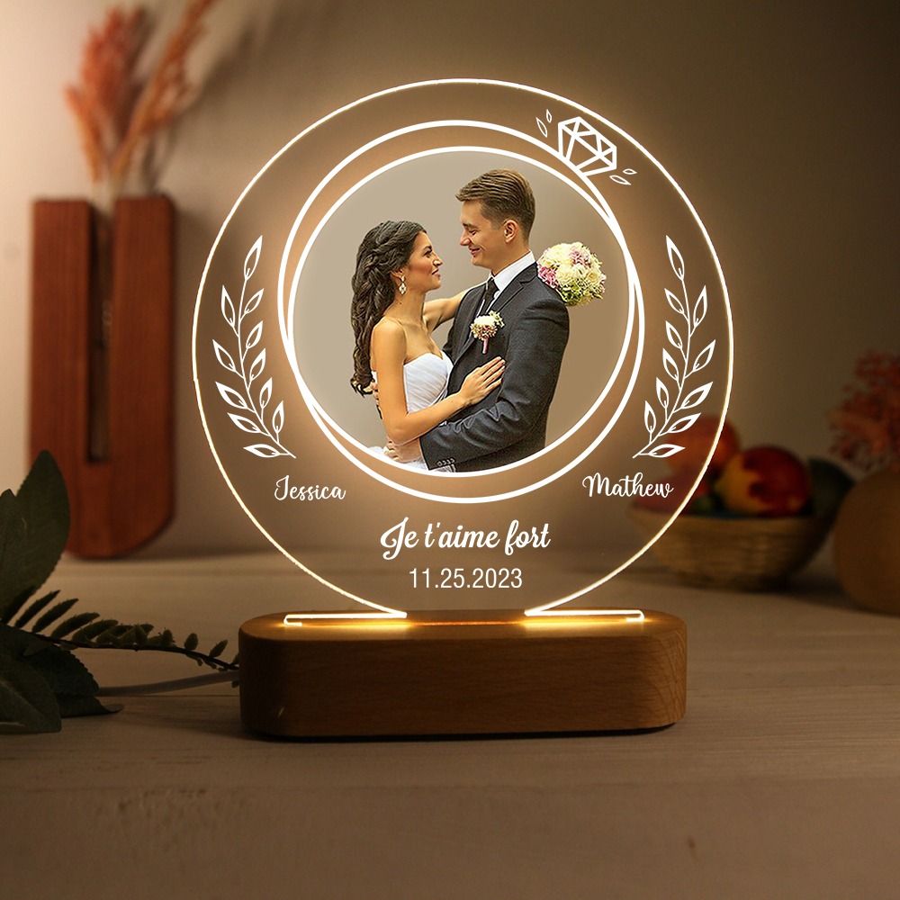Personalised Couple Photo Night Light Customised 2 Names & Date & Text LED Lamp Romantic Gifts for Him/Her-Jessemade AU