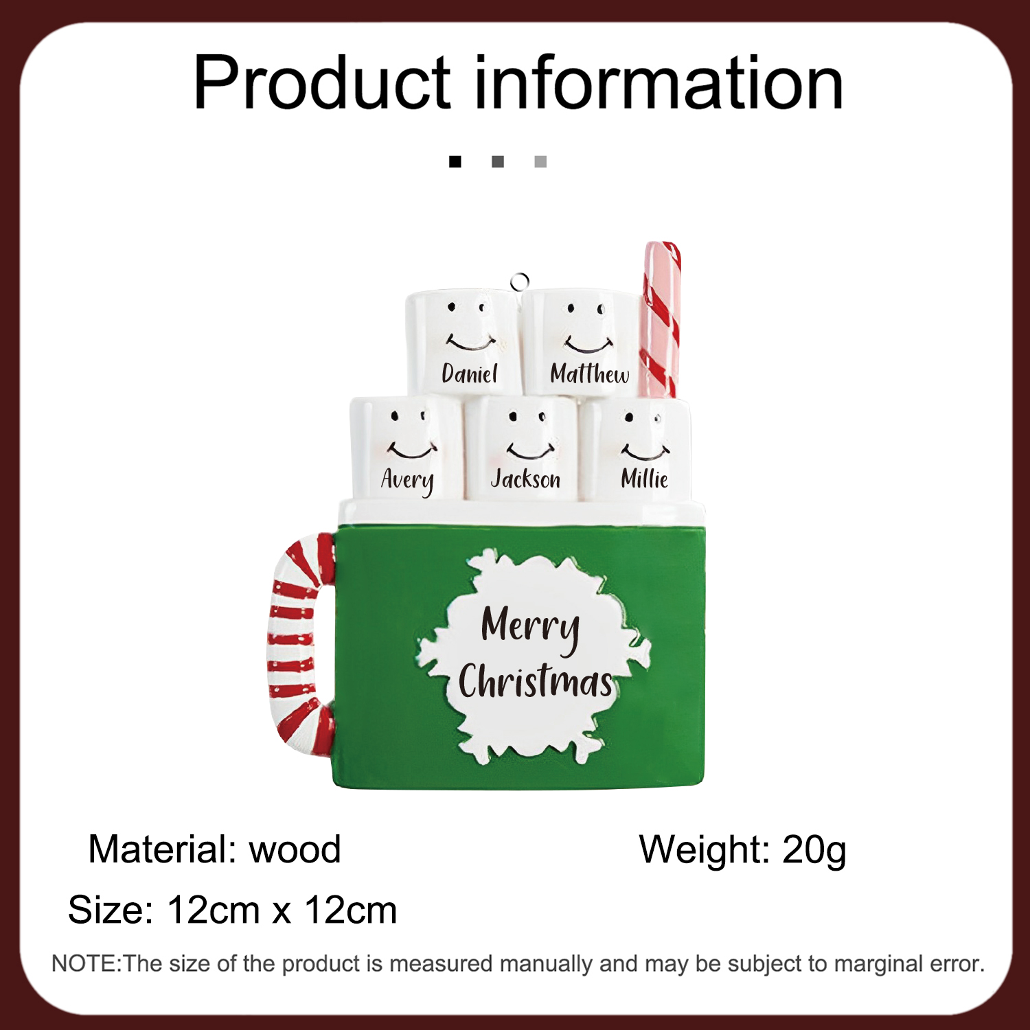 5 Names - Personalised Xmas Ornament Custom Name & Text Christmas Tree Wooden Decor Gift for Family Friends-Jessemade AU