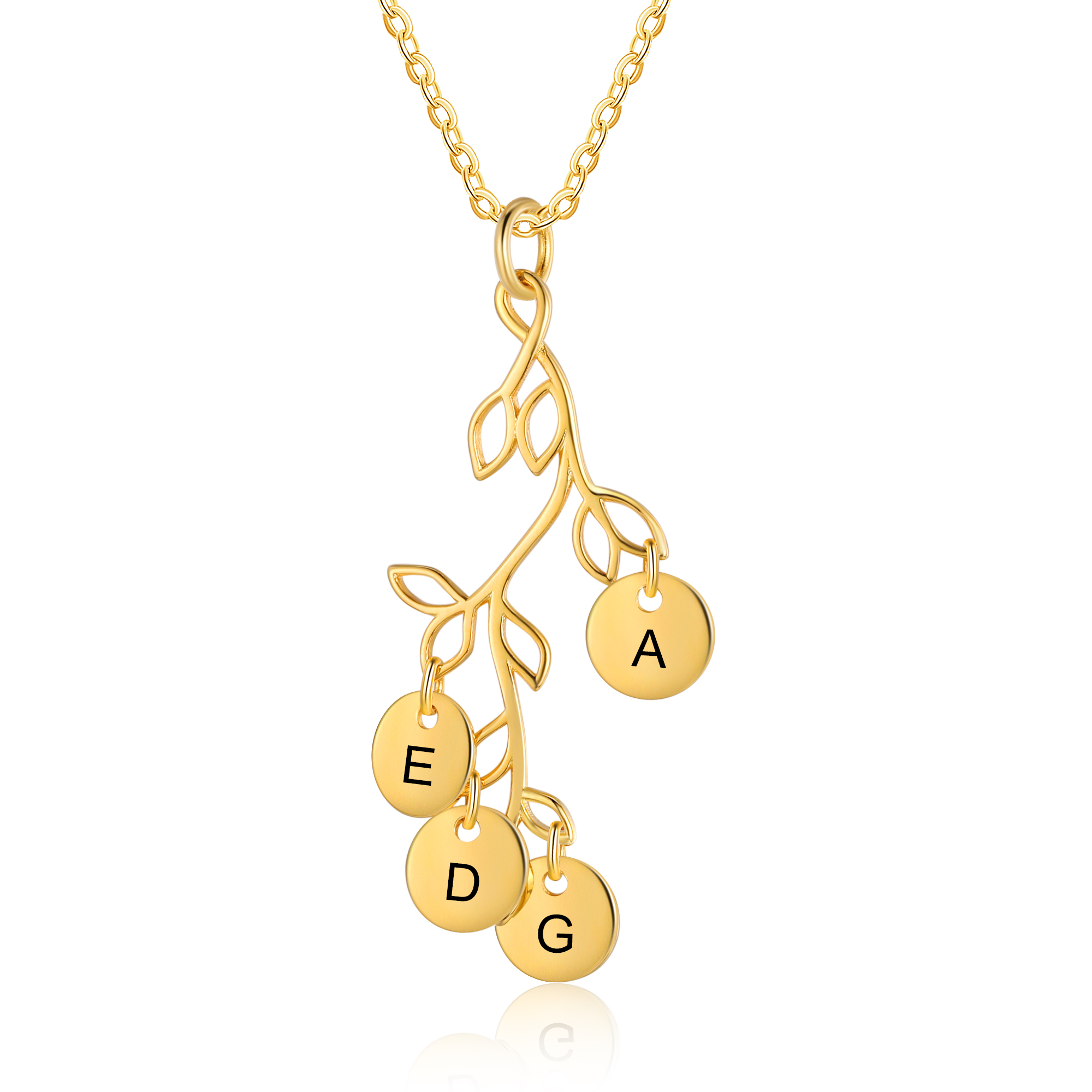 Personalised Branches Pendant Necklace Custom 4 Letters Circle Charm Necklace Gold Birthday Gift for Her-Jessemade AU