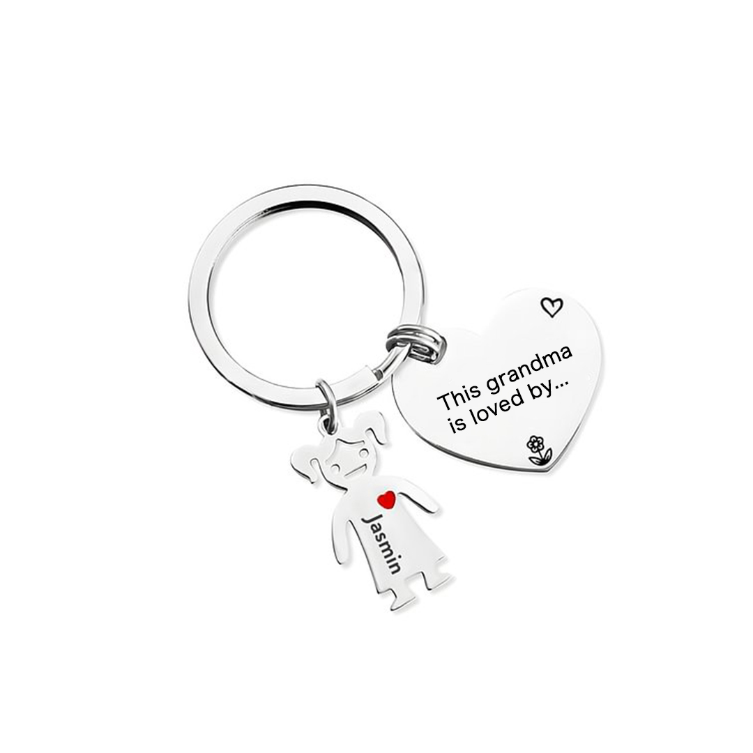 Personalised Keychain with Kid Charm Engraved 1 Name Family Keychain for Grandma-Jessemade AU
