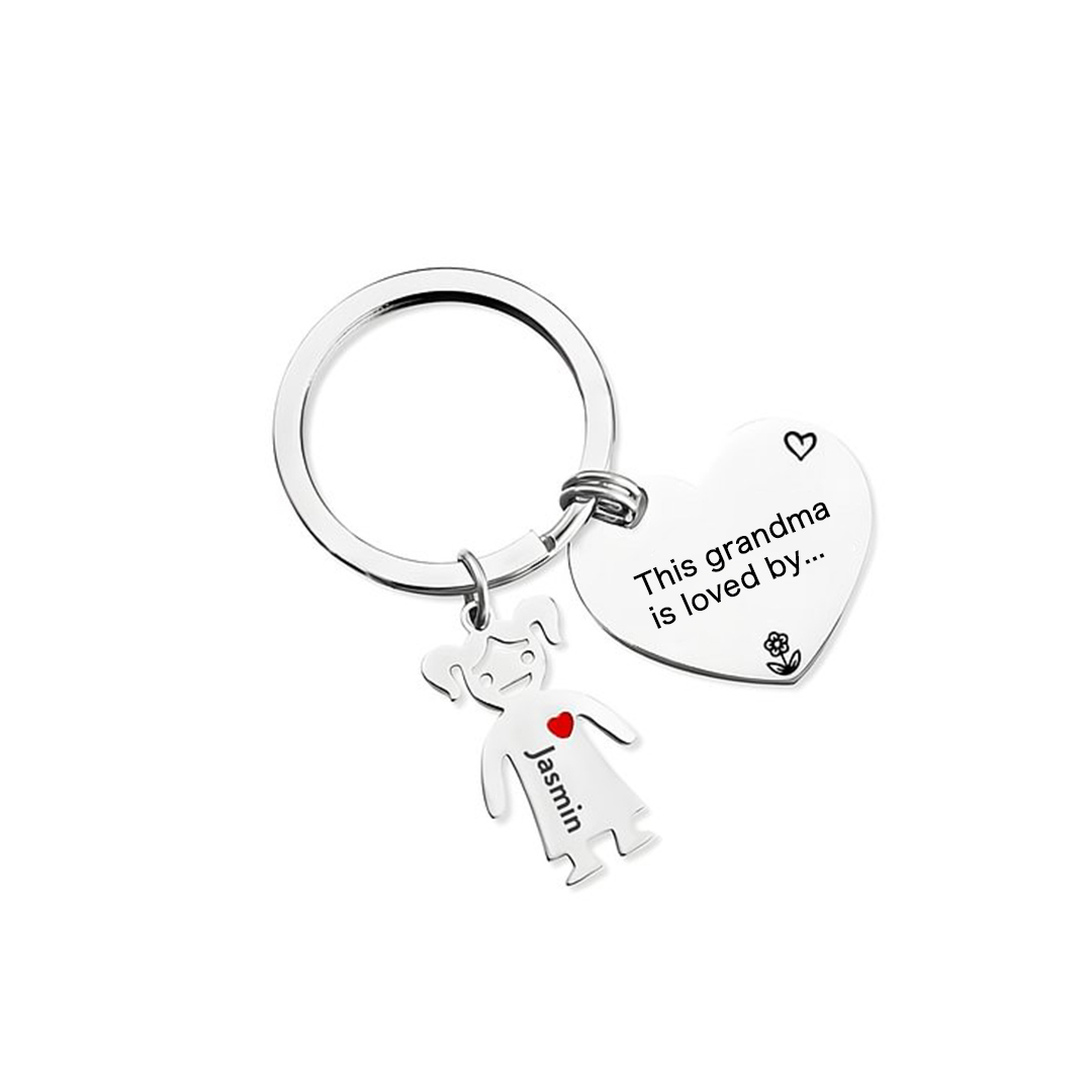 Personalised Keychain with Kid Charm Engraved 1 Name Family Keychain for Grandma-Jessemade AU