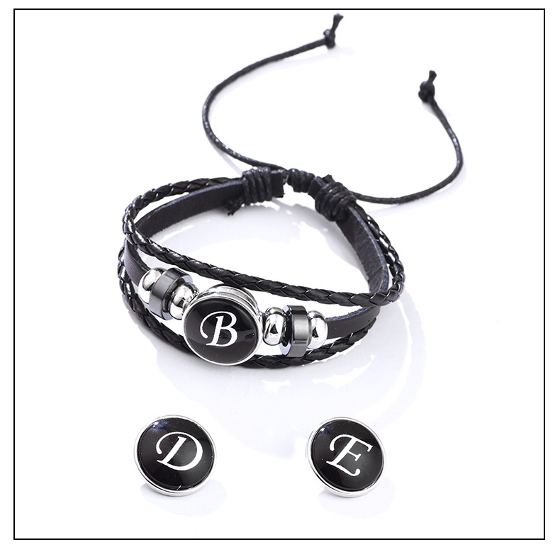 26 Letter Leather Braided Bracelets A-Z Initial Alphabet Beaded Bracelet Gifts for Women Men-Jessemade AU