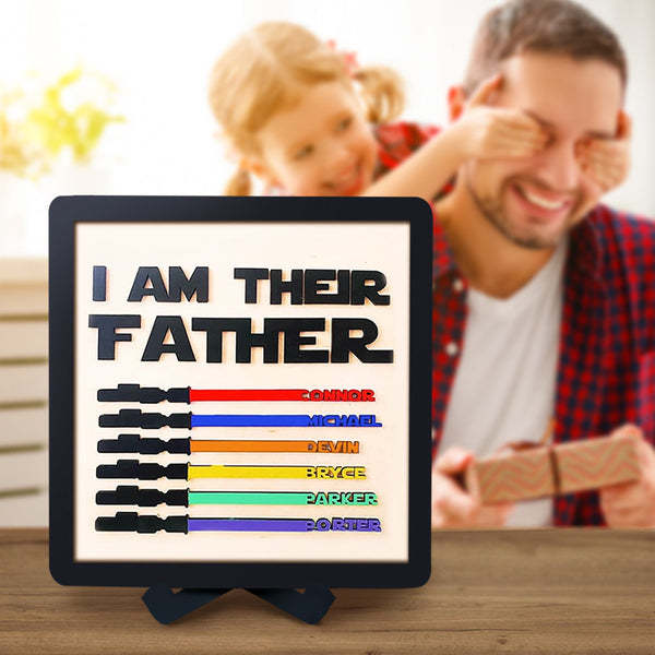 Personalised Star Wars Sign Father's Day Gifts - I AM THEIR FATHER - Wood Sign with 6 Names-Jessemade AU