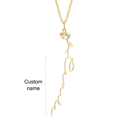 Personalised Birthflower Necklace Custom 1 Name Necklace Gift For Women-Jessemade AU