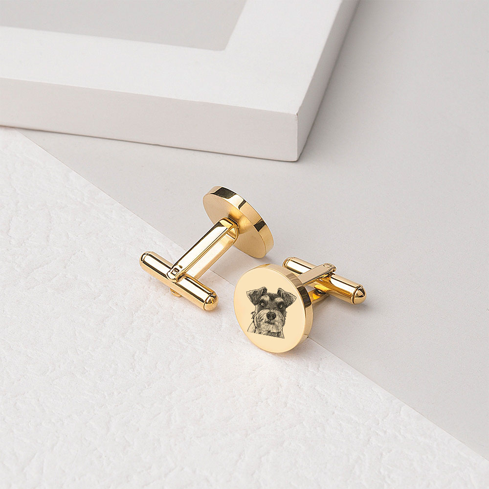 Personalised Men's Cufflinks Custom 2 Photos Circle Metal Cufflinks Pet Photo Memorial Gift-Jessemade AU
