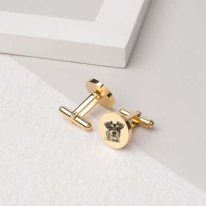 Personalised Men's Cufflinks Custom 2 Photos Circle Metal Cufflinks Pet Photo Memorial Gift-Jessemade AU