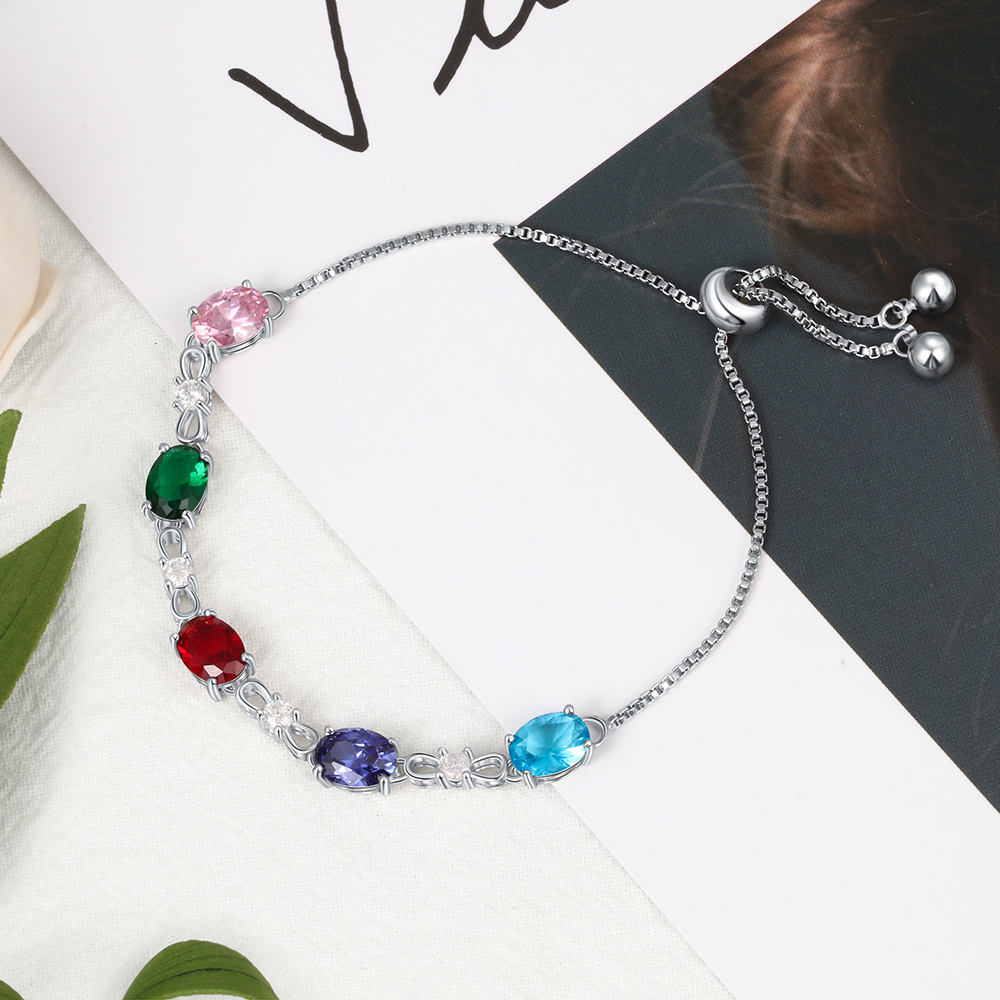 Personalised Bracelet With 5 Birthstones Gift For Her-Jessemade AU