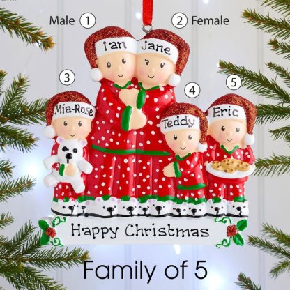 Pajamas Christmas Ornament Custom 5 Names Hanging Ornament Gifts For Family-Jessemade AU