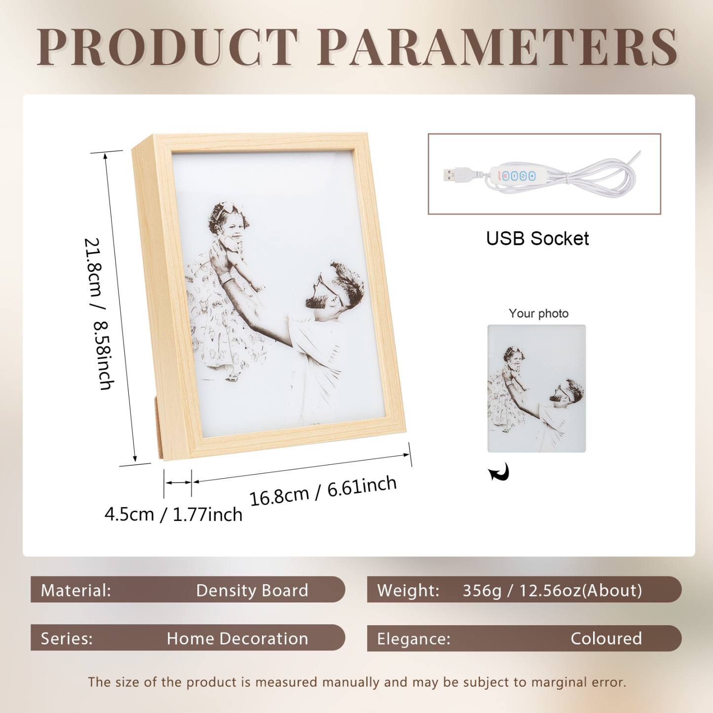 Personalised Photo Frame Night Light Changeable Colour Lamp Personalised Gifts Home Decor-Jessemade AU