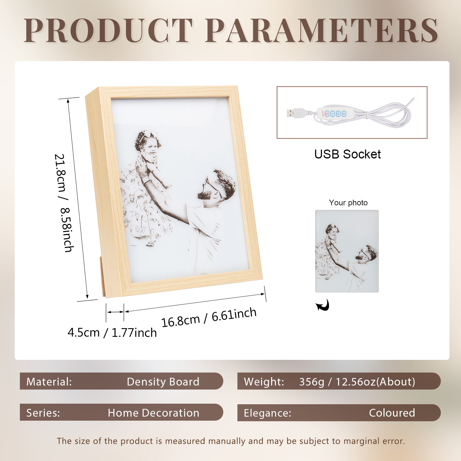 Personalised Photo Frame Night Light Changeable Colour Lamp Personalised Gifts Home Decor-Jessemade AU