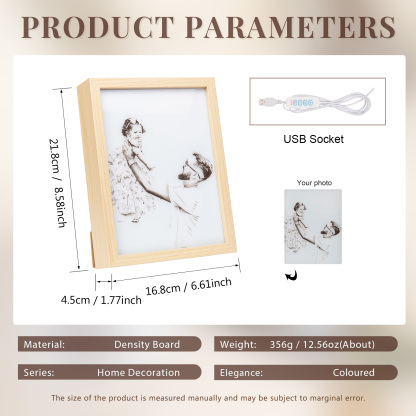 Personalised Photo Frame Night Light Changeable Colour Lamp Personalised Gifts Home Decor-Jessemade AU